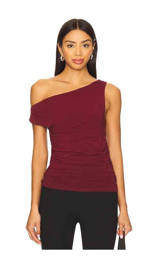 Twist Off The Shoulder Top in Burgundy. - size XL (also in L, M, S, XS)