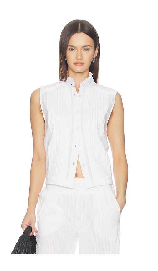 Bobi Pintuck Sleeveless Top In White