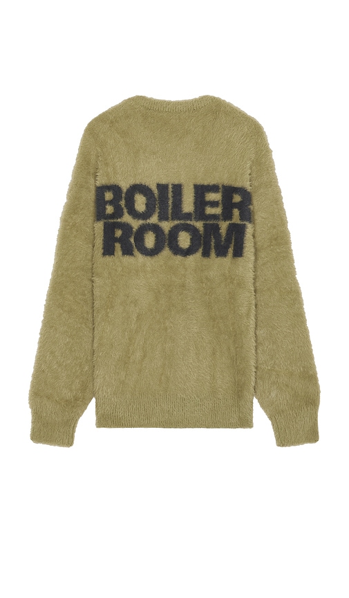 Shop Boiler Room Shaggy Knit Crewneck Sweater In Olive