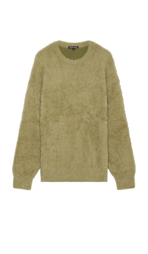 Shop Boiler Room Shaggy Knit Crewneck Sweater In Olive