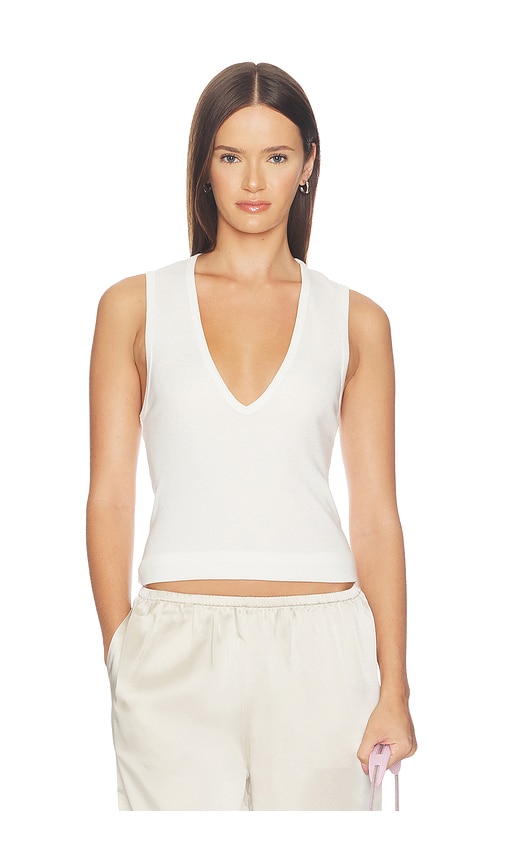 BARELOOM Canyon Deep V Tank in White. - size L (also in M, S, XS)
