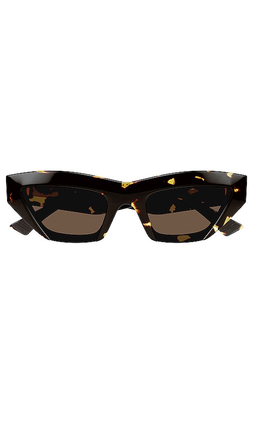 Bottega Veneta Edgy Narrow Cat Eye Sunglasses in Brown.