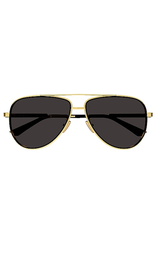 Shop Bottega Veneta Light Ribbon Pilot Sunglasses In Shiny Gold