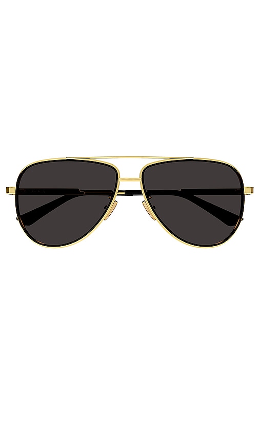 Bottega Veneta Light Ribbon Pilot Sunglasses in Shiny Gold