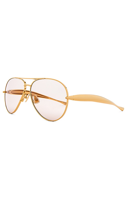Bottega Veneta Sardine Pilot Sunglasses In 金色