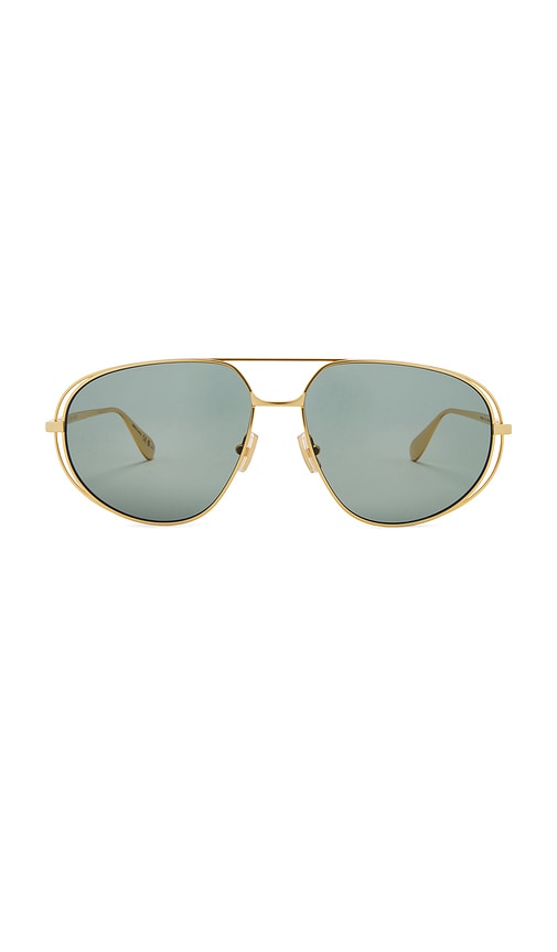 Shop Bottega Veneta Aviator Sunglasses In Gold & Green