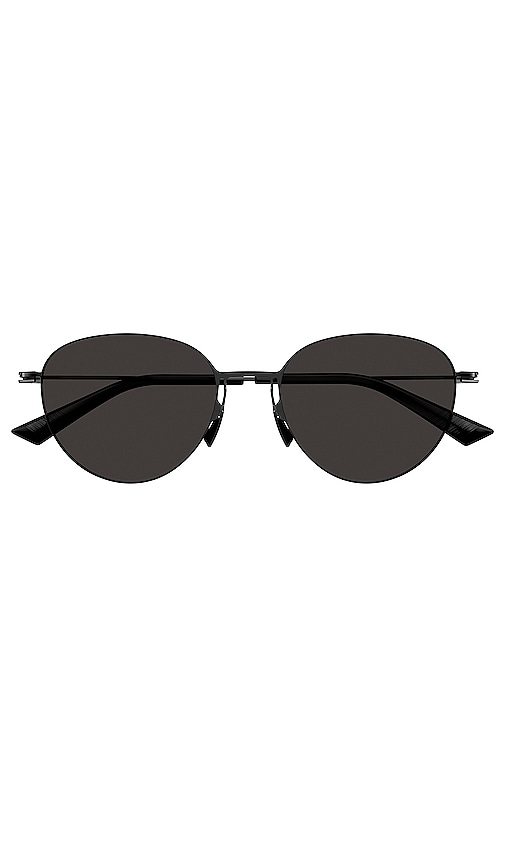 Bottega Veneta Thin Triangle Round Sunglasses in Shiny Black