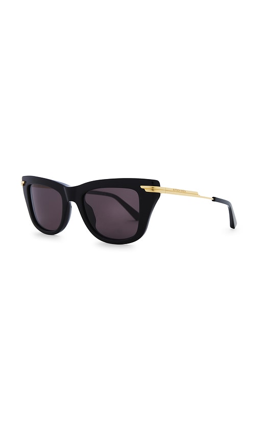 Bottega Veneta Square Sunglasses In Black Gold & Grey
