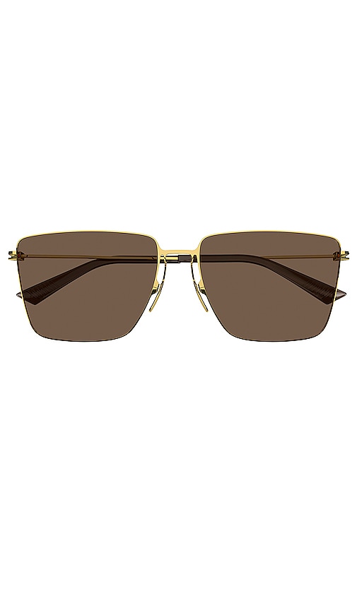 Bottega Veneta Thin Triangle Square Sunglasses in Gold