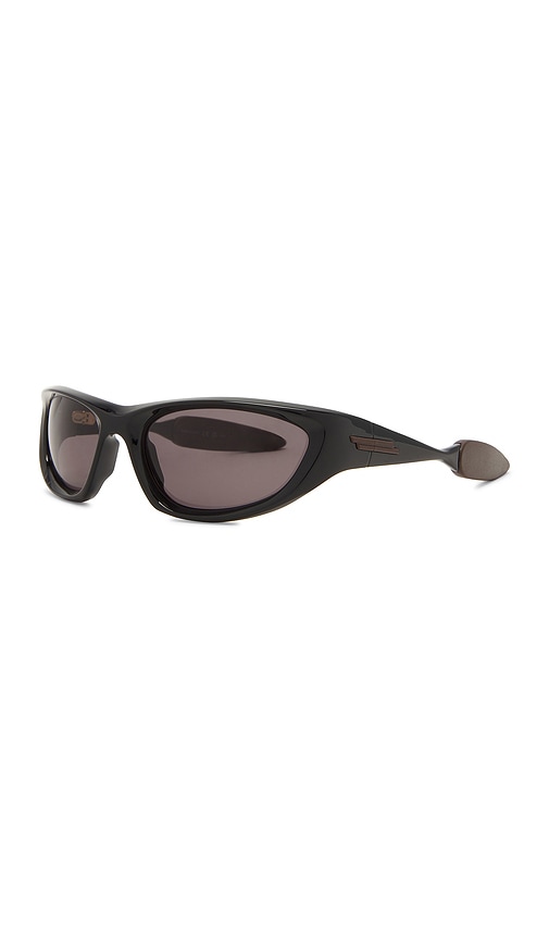 Shop Bottega Veneta Mix Materials Sunglasses In 샤이니 블랙