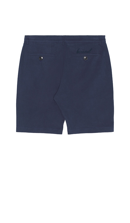Bound Pleat Smart Canvas Shorts In Blue