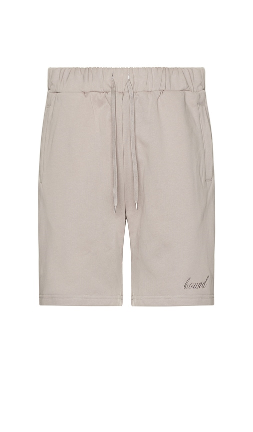 Bound Script Jogger Shorts In Taupe