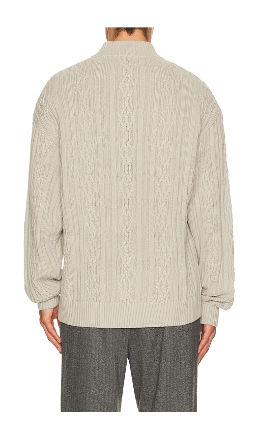 Bound Cable Knit Half Zip Sweater In Neutral
