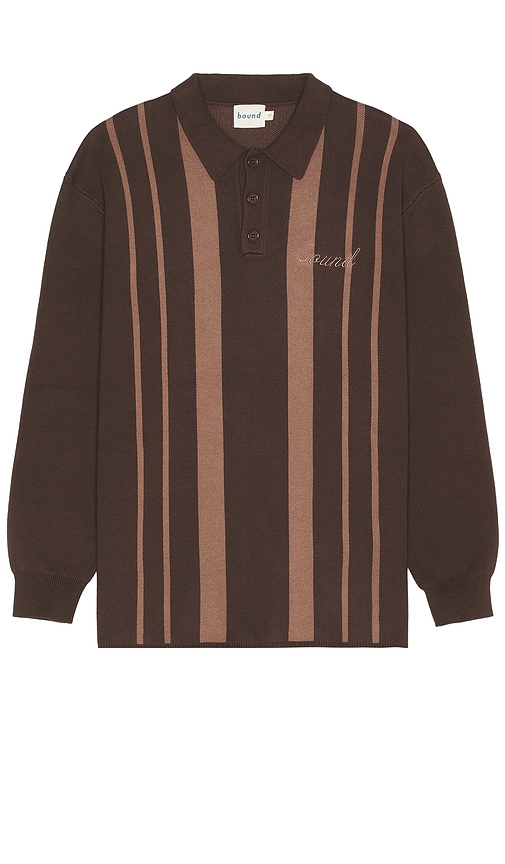 Bound Aprile Long Sleeve Polo In Brown
