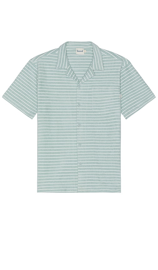Shop Bound Stripe Terry Towel Cotton Shirt In Teal