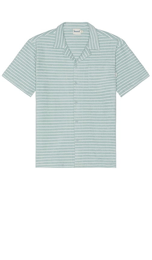 Shop Bound Stripe Terry Towel Cotton Shirt In Teal