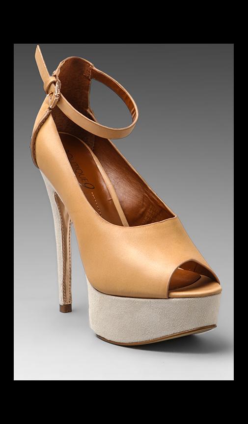 Boutique 9 Pali Peep Toe Pump in Tan & White