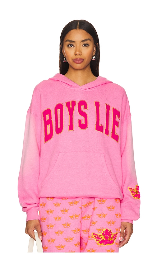 Shop Boys Lie Not Your Puppet Racer Hoodie In Pink