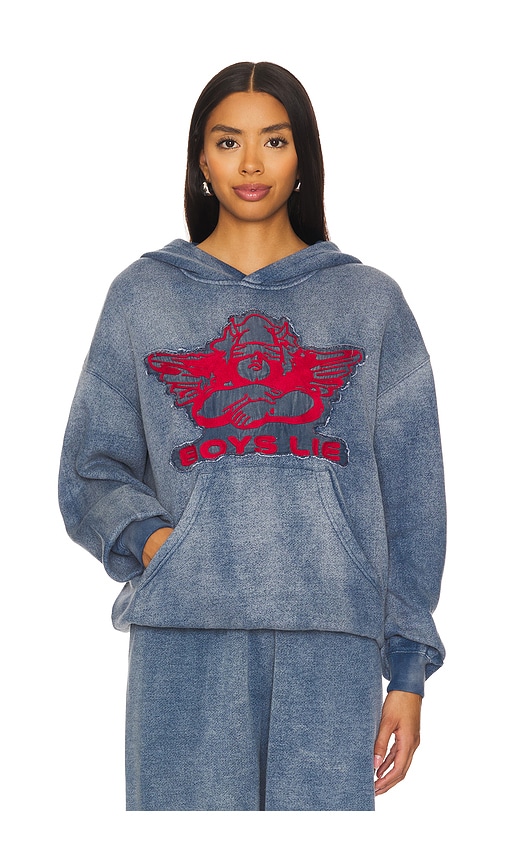 Shop Boys Lie Stitch Me Up Interlock Racer Hoodie In Blue