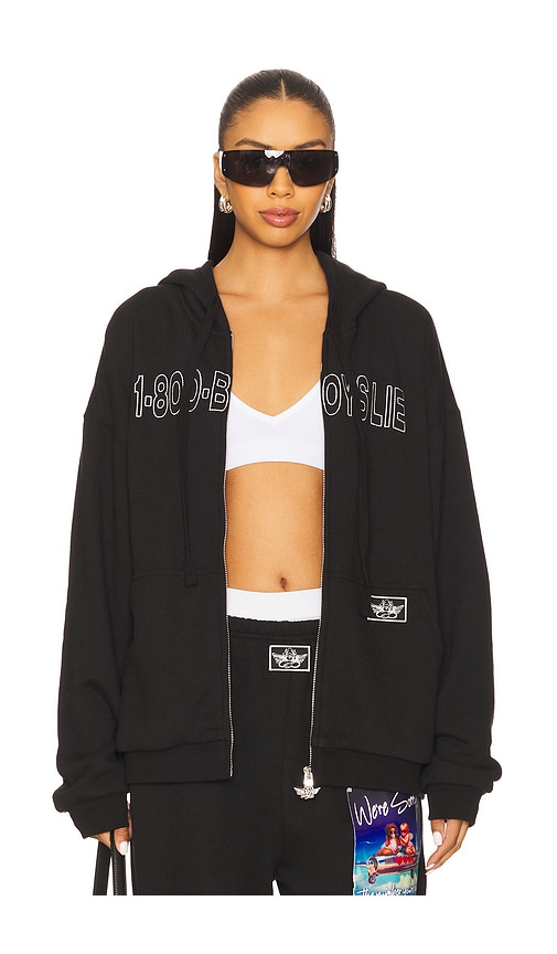 Boys Lie Disconnected 1-800 Harley Zip Hoodie In Black