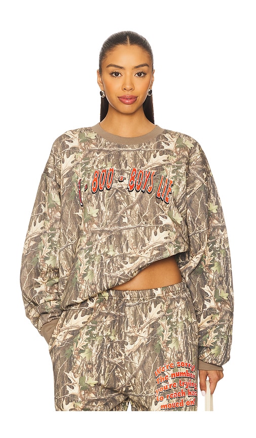 Boys Lie Kara 1-800-manhunt Camo Cotton Blend Sweatshirt In Brown