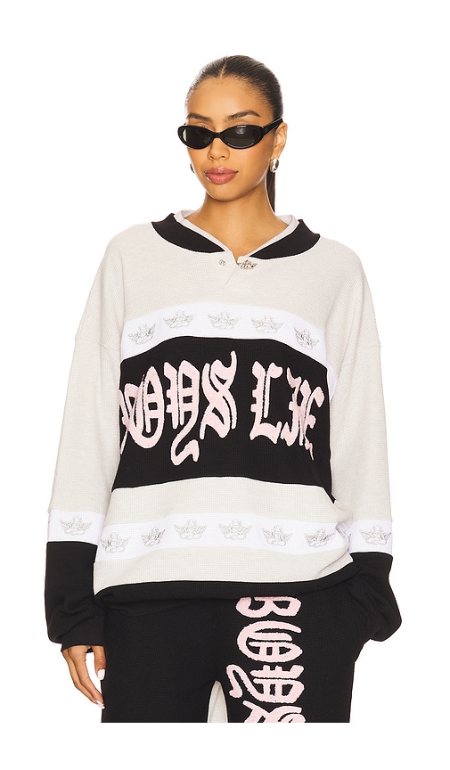 Boys Lie High Class Private School Rider Crewneck In Gray