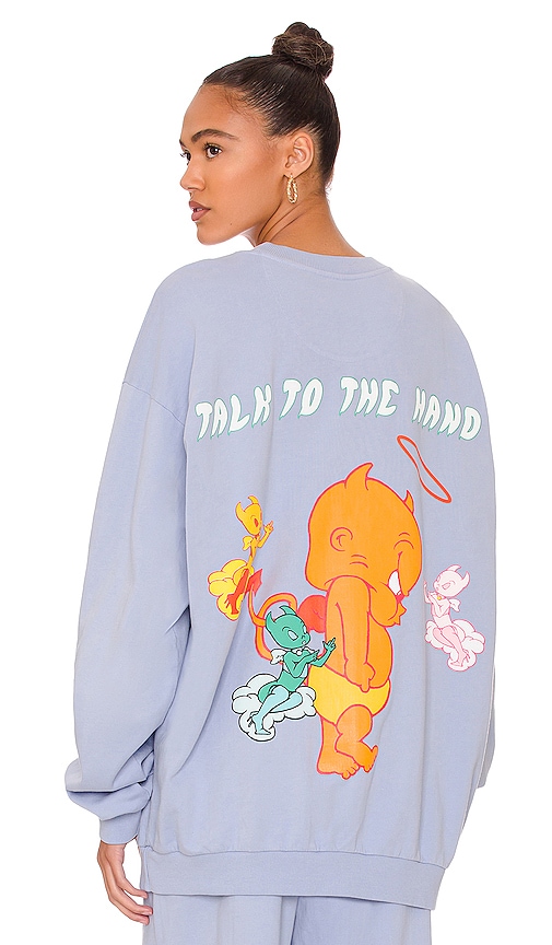Boys Lie Talk To The Hand Crewneck in Sea