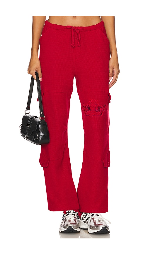 Shop Boys Lie Red Roses, Red Roses Thermal Roth Pant In 红色