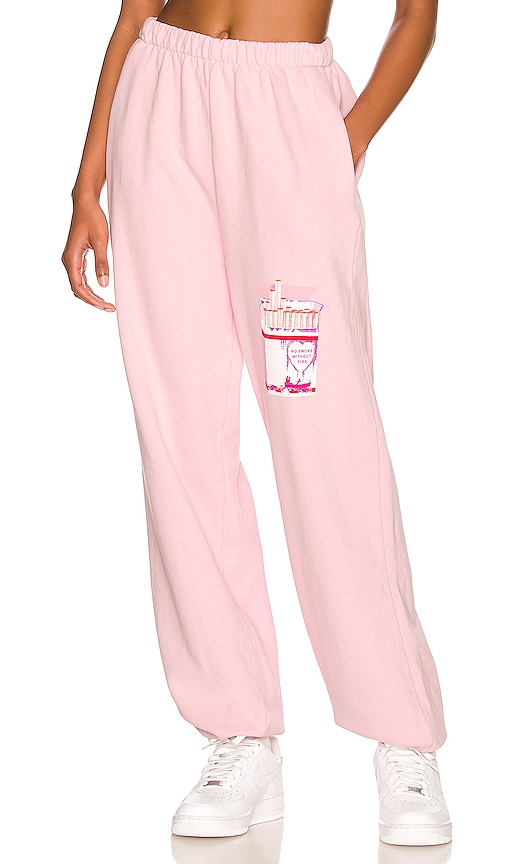 Boys Lie No Smoke Without Fire Sweatpants in Baby Pink | REVOLVE