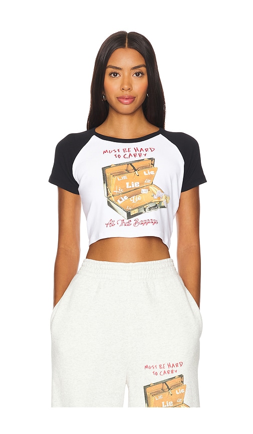 Shop Boys Lie All That Baggage All Yours Crop Tee In 白色