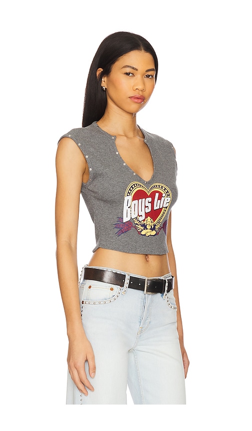 Boys Lie Breakfast Beers Rebel Tank Top In Dark Heather Grey