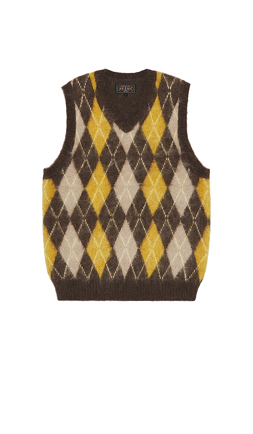 Beams Argyle Vest Mohair In Brown