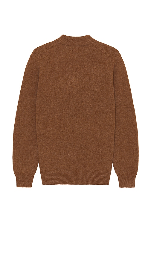 Shop Beams Knit Polo 9g Sweater In 브라운