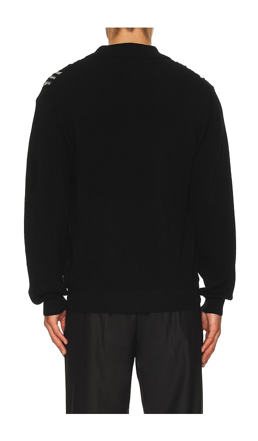 Beams Knit Polo Born Stripe 14g In Black