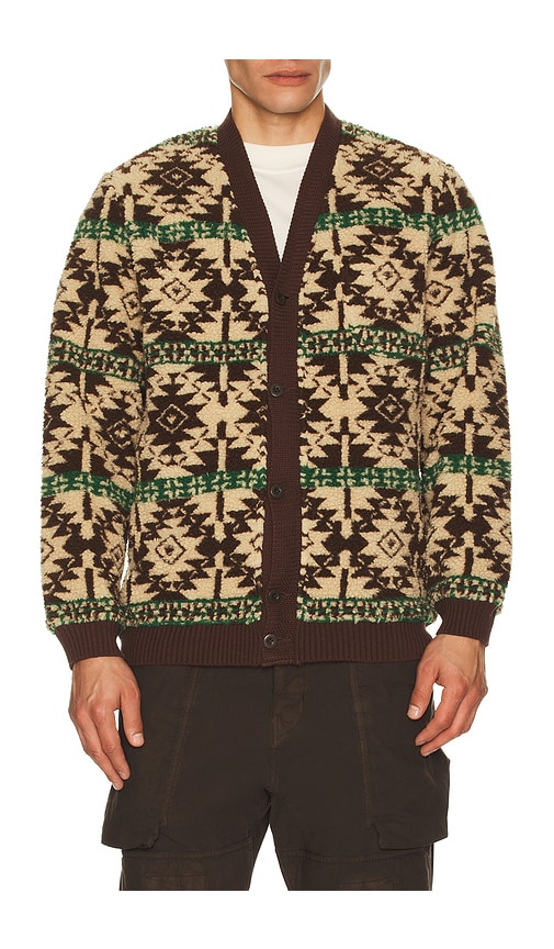 Beams Cardigan Boa Jacquard In Brown