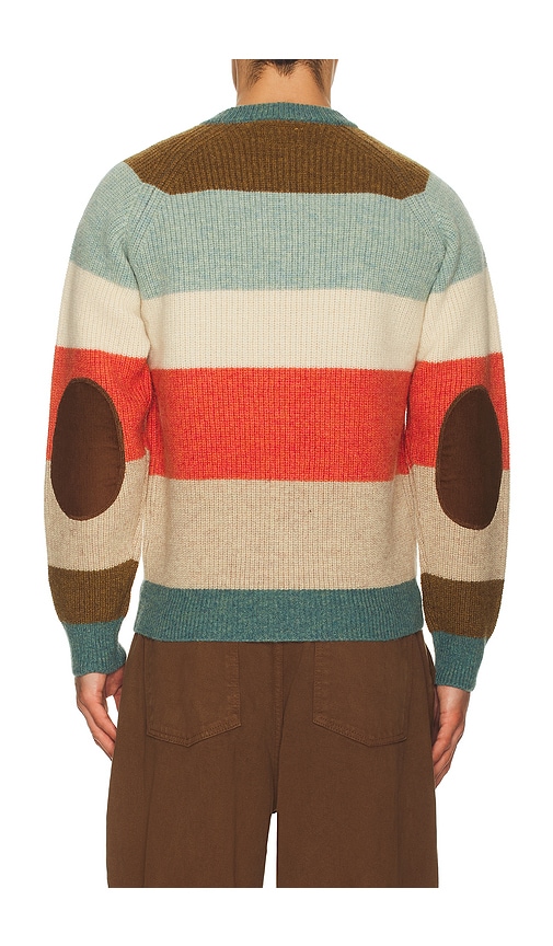 Beams Crew Multi Stripe 5g Sweater In Multi