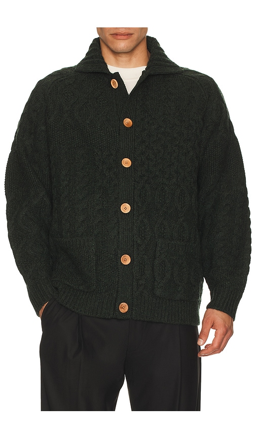 Beams Cardigan Alan Patchwork In Green