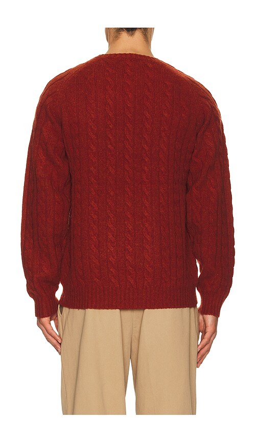 Beams Crew Cable 5g Sweater In Burgundy