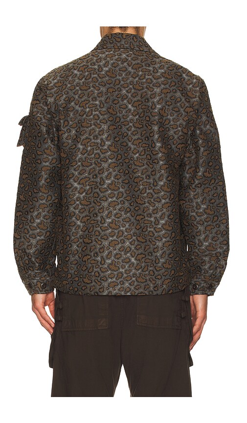 Beams Mil Camo Jacquard Shirt Jacket In Brown