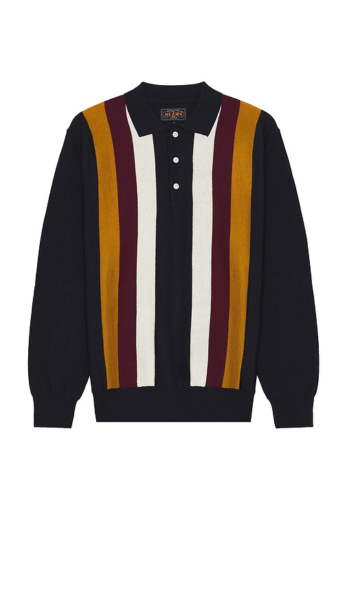 BEAMS KNIT POLO STRIPE 