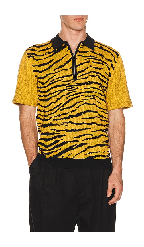 Beams Plus Half Zip Knit Polo Animal Jacquard