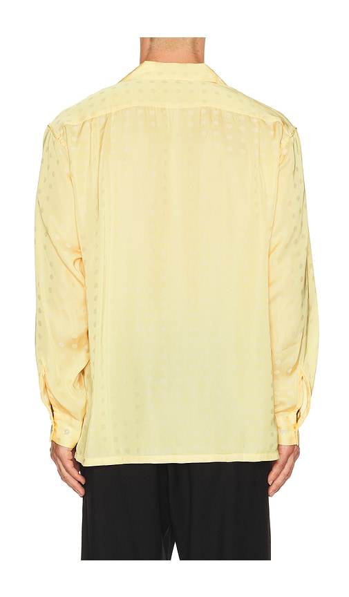Beams Open Collar Cupro Dot Pattern In Yellow
