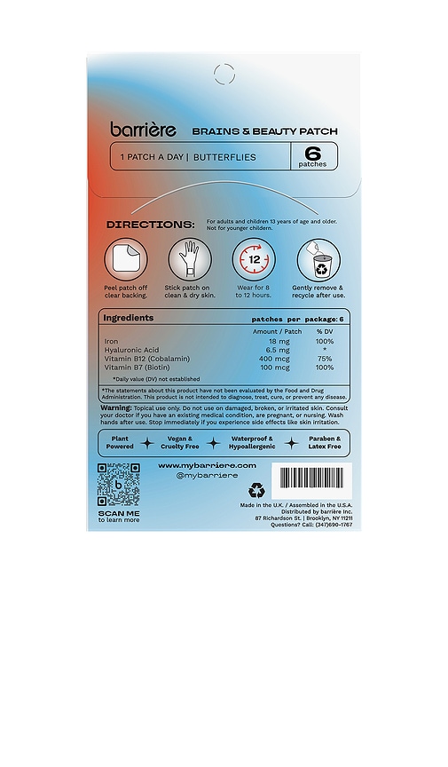Barrière Brains & Beauty Patch 6 Pack In Multi