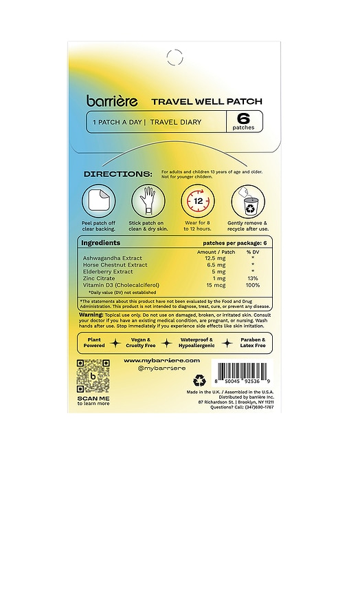 Barrière Travel Well Patch 6 Pack