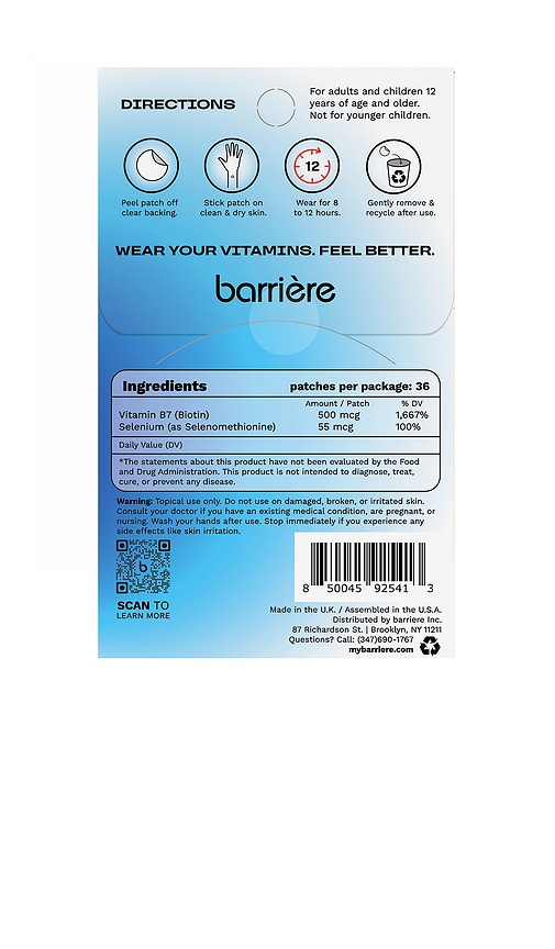 Barrière Call Of Beauty Biotin Patch 36 Pack In Silver