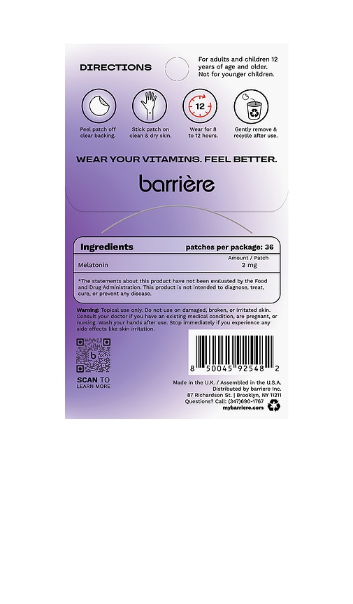 Barrière The Big Sleep Melatonin Patch 36 Pack In Gray