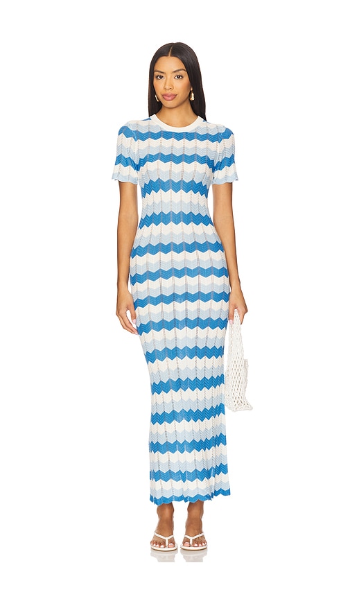 Beach Riot Emory Stripe Pointelle Knit Cover-up Maxi Dress In Blue