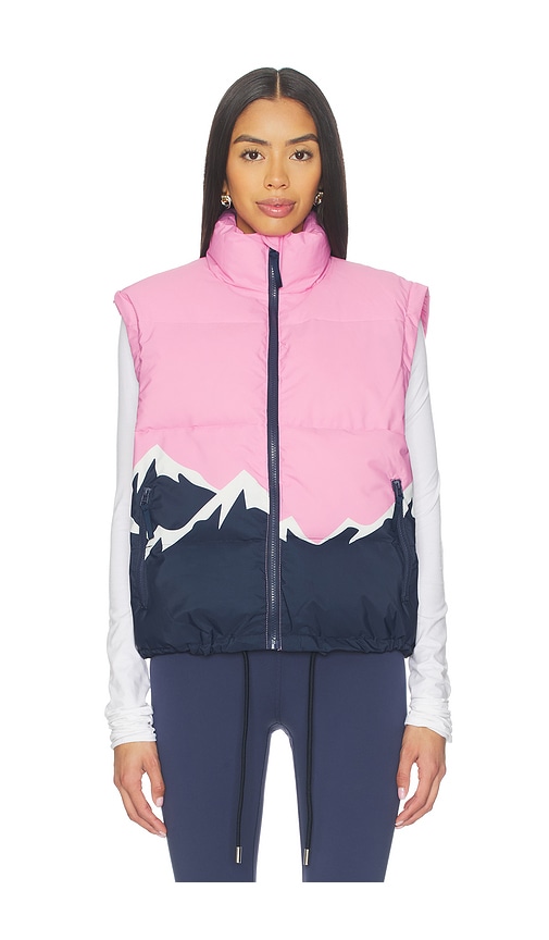 Beach Riot Kris Convertible Snowy Peaks Puffer Jacket In Pink