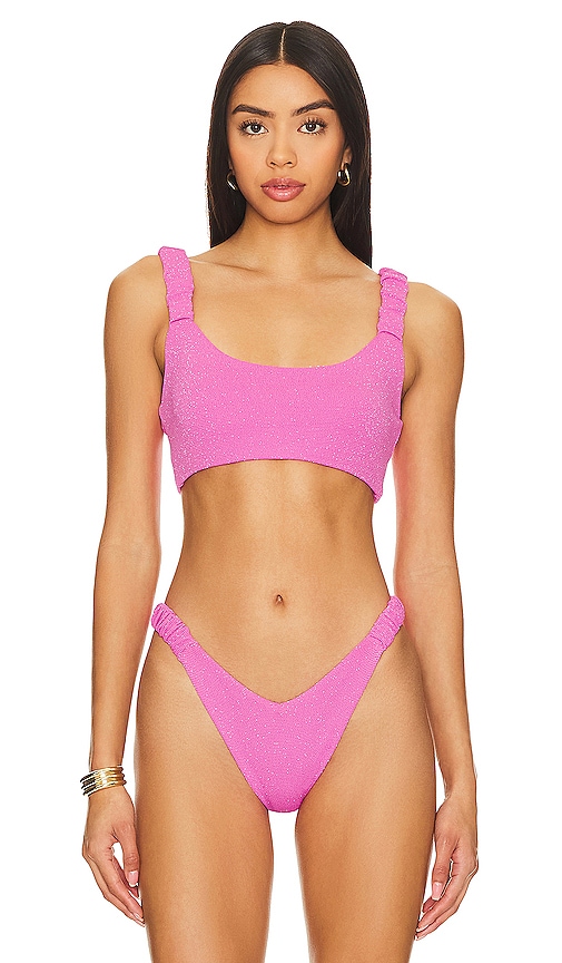 Shop Beach Riot Effie Bikini Top In Petal Pink Scrunch