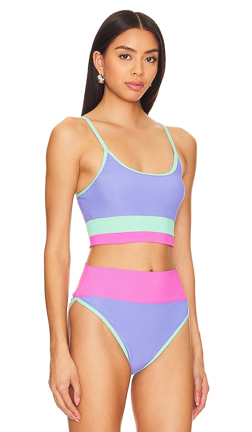 Shop Beach Riot Eva Bikini Top In High Tide Colorblock